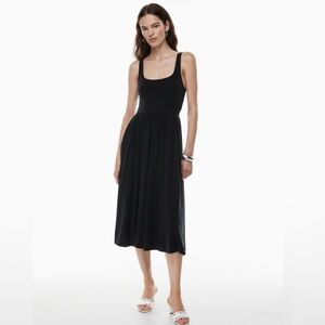 Aritzia Wilfred Market Midi Dress in Black Size Medium Jersey Fit & Flare